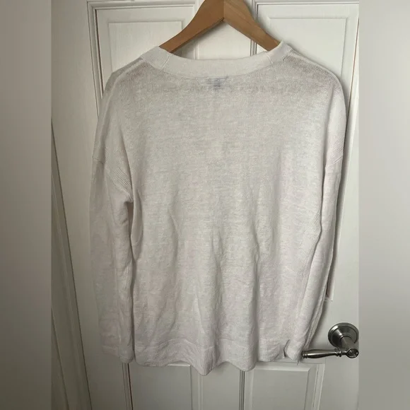 Talbots 100% Linen White Knit Cardigan PL - Picture 4 of 4